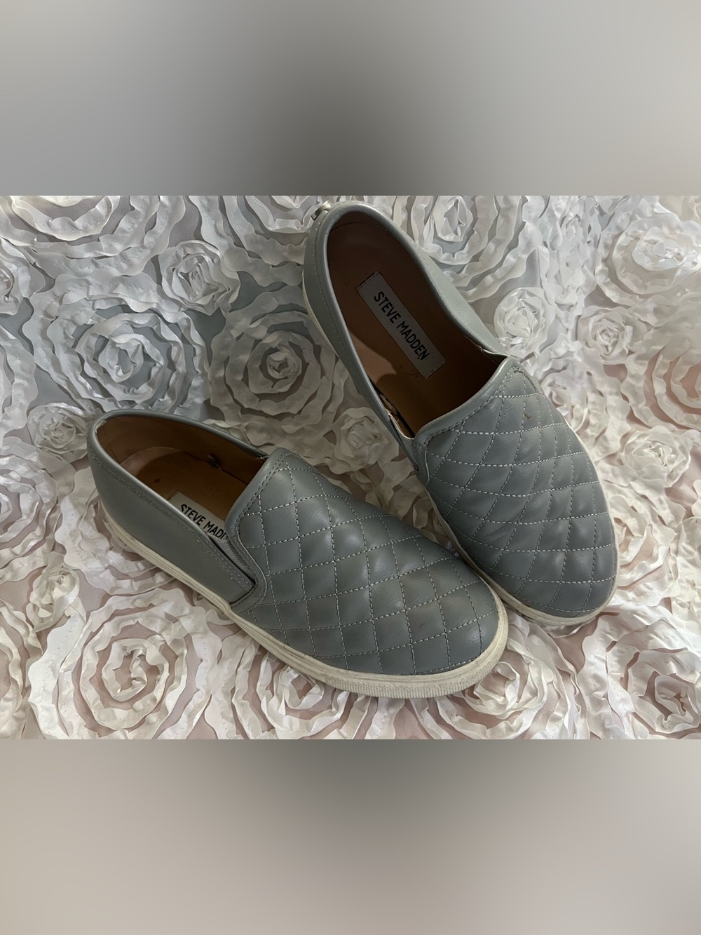Steve Madden Quilted Slip-On Sneakers in Gray